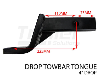 4 inch Drop Or Rise Towbar Tongue Ball Hitch. Suit Hayman Reece, Arb Tjm.