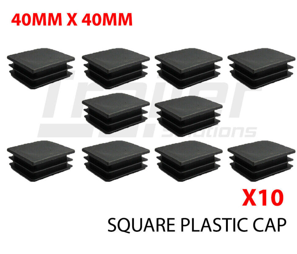 10 Black Plastic End Square Cap Tube Pipe Insert Box Cover Plug Blanking Trailer