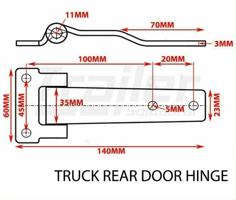 Truck Door Hinge - Zinc Coated -144X60mm Rear Door Hinge Premium Quality