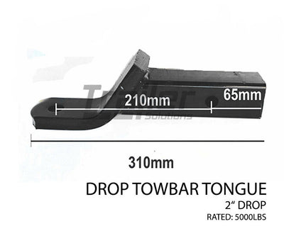 Towbar Tongue Ball Mount Hitch Heavy Duty 2 inch Drop Tow Bar 4Wd Trailer