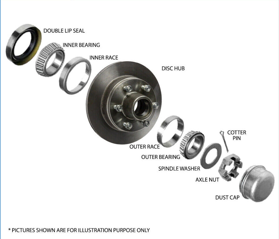 Pair Trailer Disc Hubs Galvanised (LM) With Marine Seal Suits HT Holden