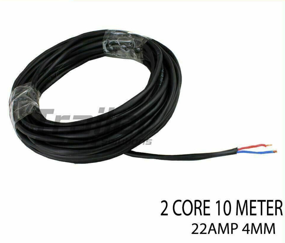 Twin Core 4mm 10M Wire Cable 22A Caravan Trailer Automotive 12V 2 Sheath