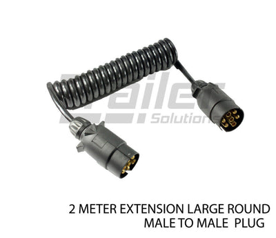 Trailer 7 Pin Plug Extension 2 Metre Round Male To Round Male Caravan Boat