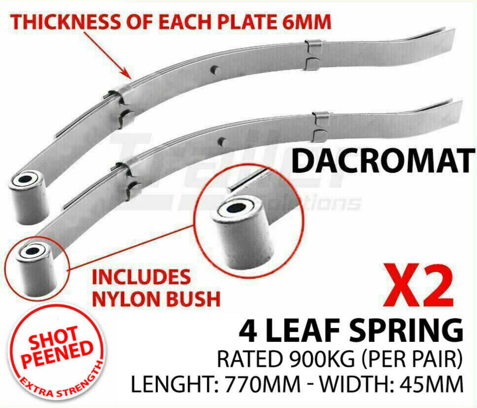 2X 4 Leaf Spring Dacromet Trailer Slipper Spring Suspension 900Kg Pair ...