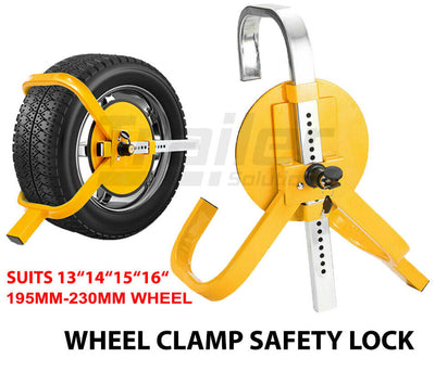 Wheel Defender Lock Clamp 13 inch - 16 inch Car Caravan Trailer 195mm-230mm Heavy Duty