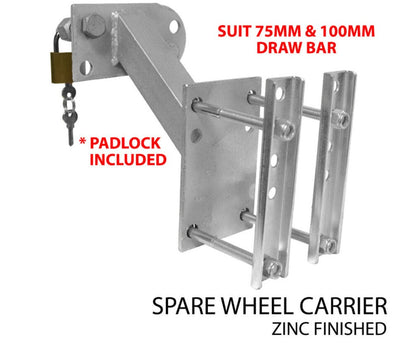 Spare Wheel Carrier Holder Bracket Universal W/ Padlock Camper Trailer Caravan