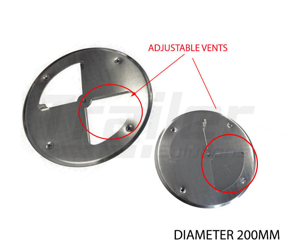 X2 Aluminium Butterfly Vent. 197mm Diameter Caravan, Boat, Truck Horse Float