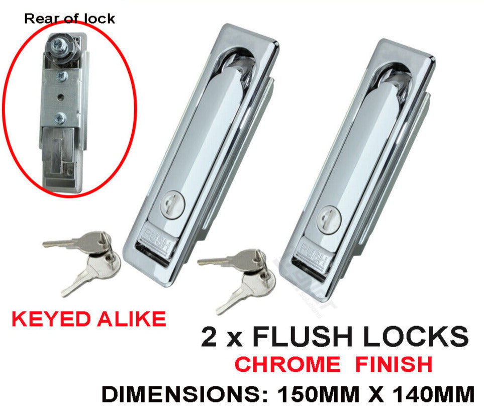 X2 Chrome Compression Lock Push Latch Swing Handle Camper Rv Pop Up Trailer