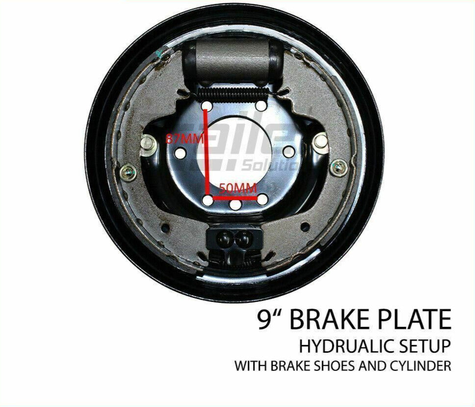 2 X 9 inch Hydraulic Brake Backing Plate Hub Drum Brake Shoes Trailer Caravan Horse