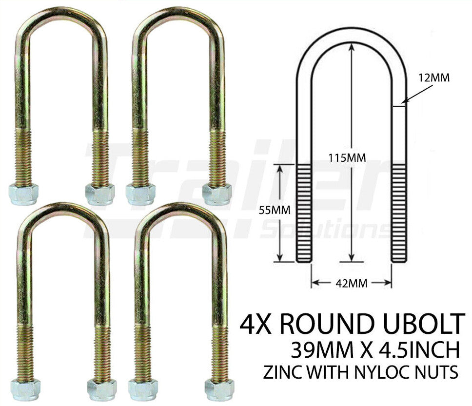 4 X U Bolt Ubolt Round 39 mm X 110mm Trailer Camper Caravan Spring Axle