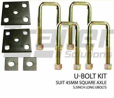 U Bolt Kit 45mm Square X 5.5 inch Ubolts Fish Plates Axle Pads Trailer Caravan Parts