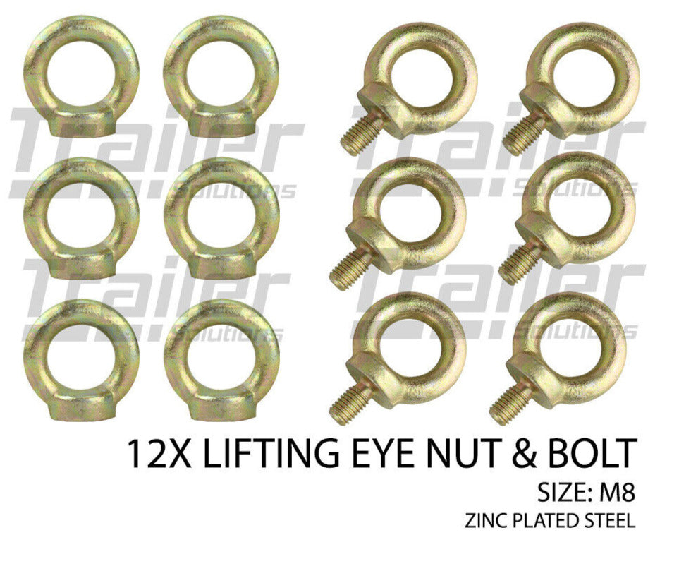 12 X M8 Lifting Eye Nut+ Bolt For Universal Roof Racks Cross Bars Trailer Truck