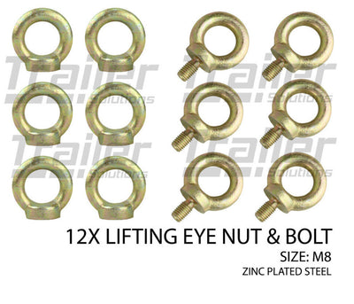 12 X M8 Lifting Eye Nut+ Bolt For Universal Roof Racks Cross Bars Trailer Truck