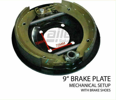 Pair 9 inch Mechanical Trailer Backing Plates W/ Brake Shoes Trailer Part Hub Drum