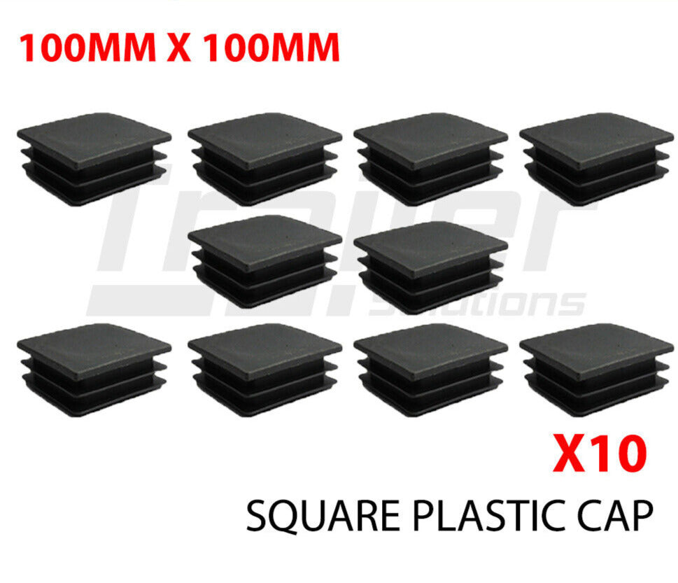 10 Black Plastic End Square Cap Tube Pipe Insert Box Cover Plug Blanking Trailer