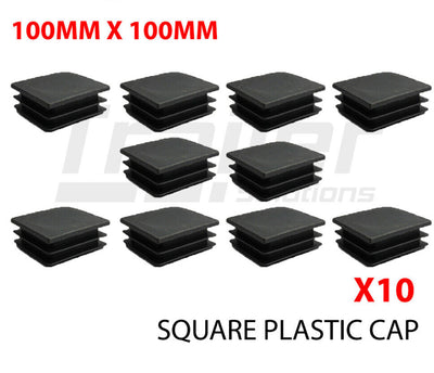 10 Black Plastic End Square Cap Tube Pipe Insert Box Cover Plug Blanking Trailer