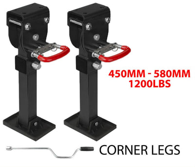 Black Corner Legs Drop Down Stabilizers 450mm Handle 1200Lbs Caravan Camper Trailer