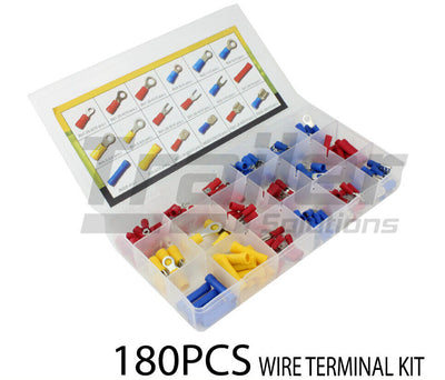 180Pcs Assorted Insulated Electrical Wire Terminal Crimp Spade Connector Kit Box