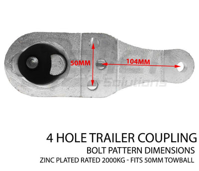 Trailer Hitch 3 Hole Quick Release Coupling 2 3 Hole Zinc 50mm 2000Kg Adr Tested