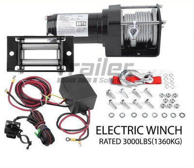 12V Electric Winch 3000Lbs(1360Kg) Wire Rope Steel Cable Winch 4Wd Atv Boat Car