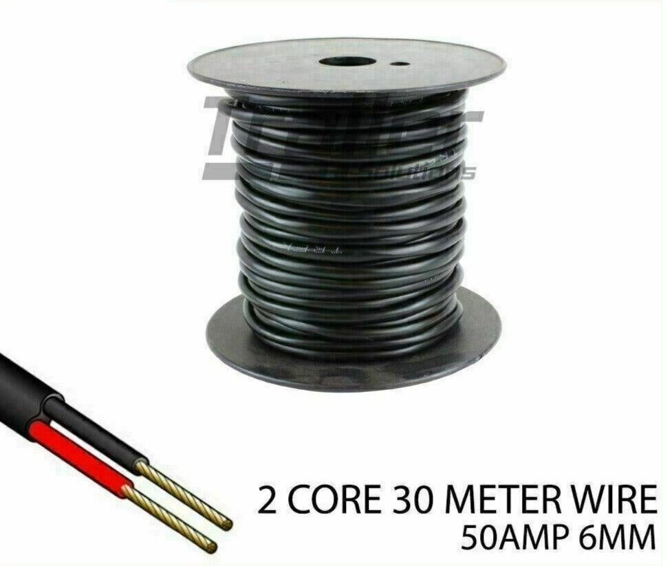 2 Core 6mm Twin Wire Cable X 30 Metre 30M Roll Battery Caravan Trailer 4X4 12V
