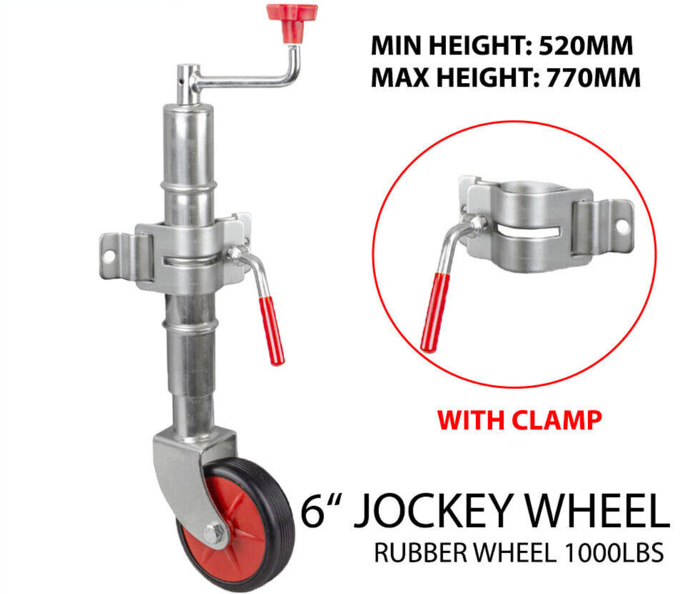 6 inch Trailer Jockey Wheel With Solid Wheel With Clamp 455Kg