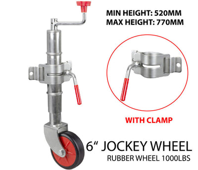 6 inch Trailer Jockey Wheel With Solid Wheel With Clamp 455Kg