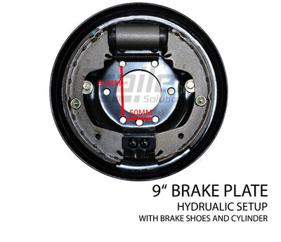 Trailer Brake 9 inch Drum Suits 6 Stud Landcruiser with LM Bearings & 9 inch Hydraulic Brakes