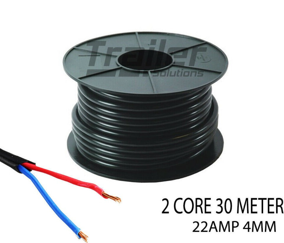 30M of 2 Core 4mm Wire Cable Battery Trailer Truck 12V 12 Volt 30M Twin Metres