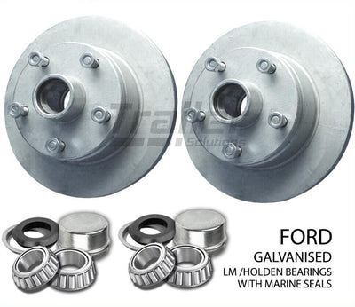 Trailer Disc Hubs Pair Galvanised (LM) With Marine Seal For Ford
