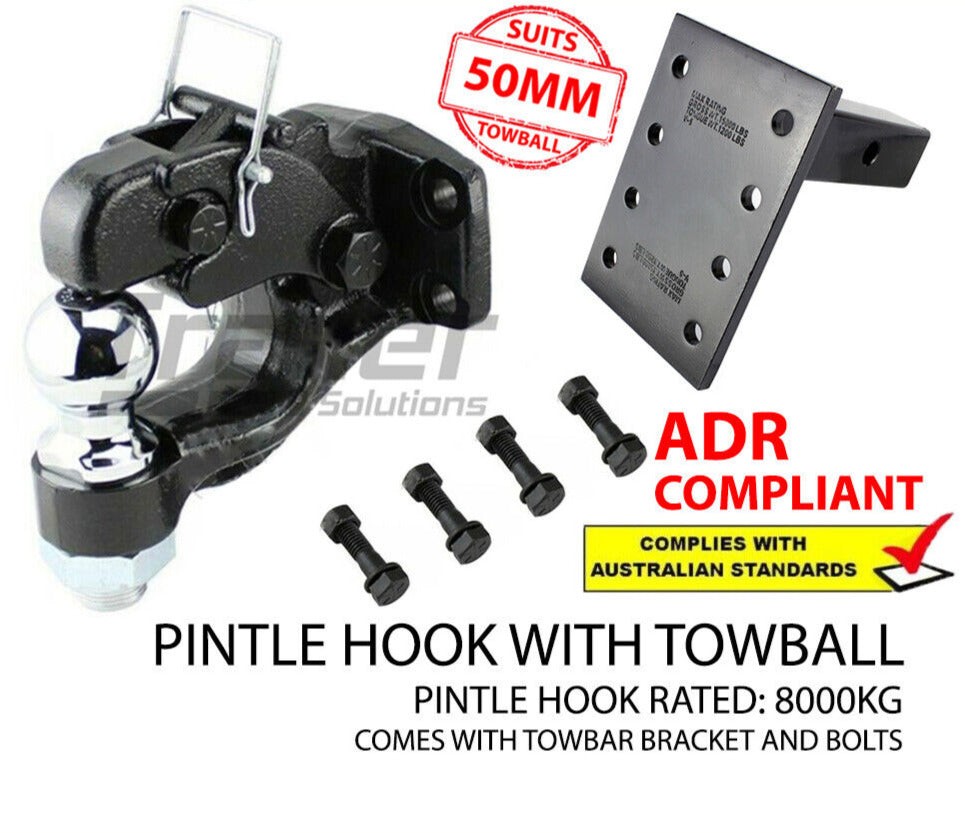 Pintle Hook Combo 8 Tonne & Pintle Receiver Arm Hitch - Tow Bar Trailer Towing