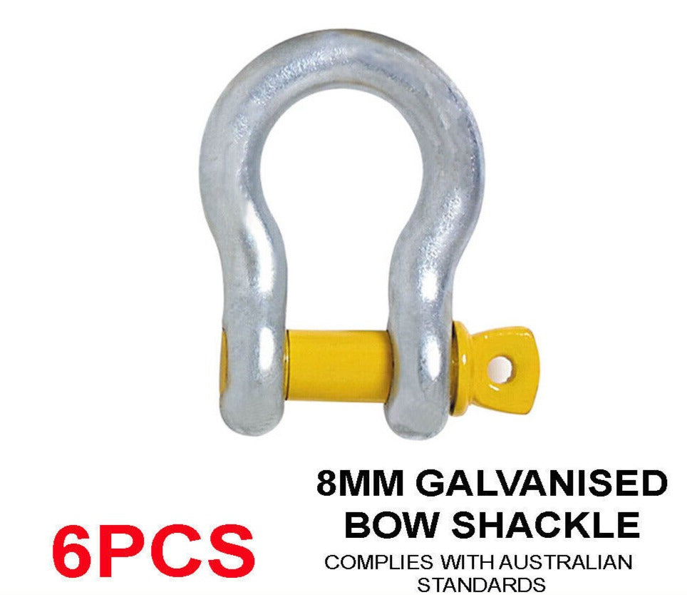 6 X 8mm Bow Shackle S Grade Rated Wwl 0.75T Galvanised Hayman Trailer Towing