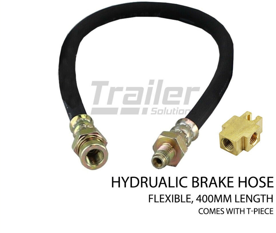 1X Trailer Hydraulic Rubber Flexi Brake Hose. 400mm. Male/Female. Caravan