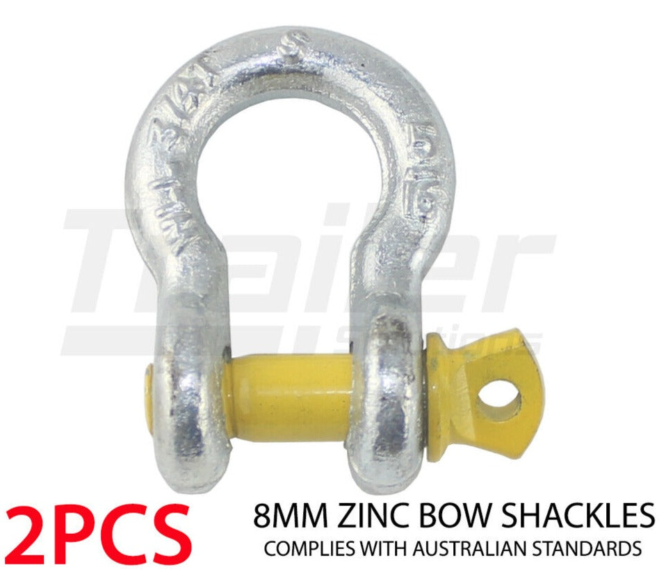 8mm Bow Shackles S Grade Rated Wwl 0.75T Yellow Pin Hayman Trailer Towing