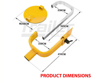 Wheel Defender Lock Clamp 13 inch - 16 inch Car Caravan Trailer 195mm-230mm Heavy Duty