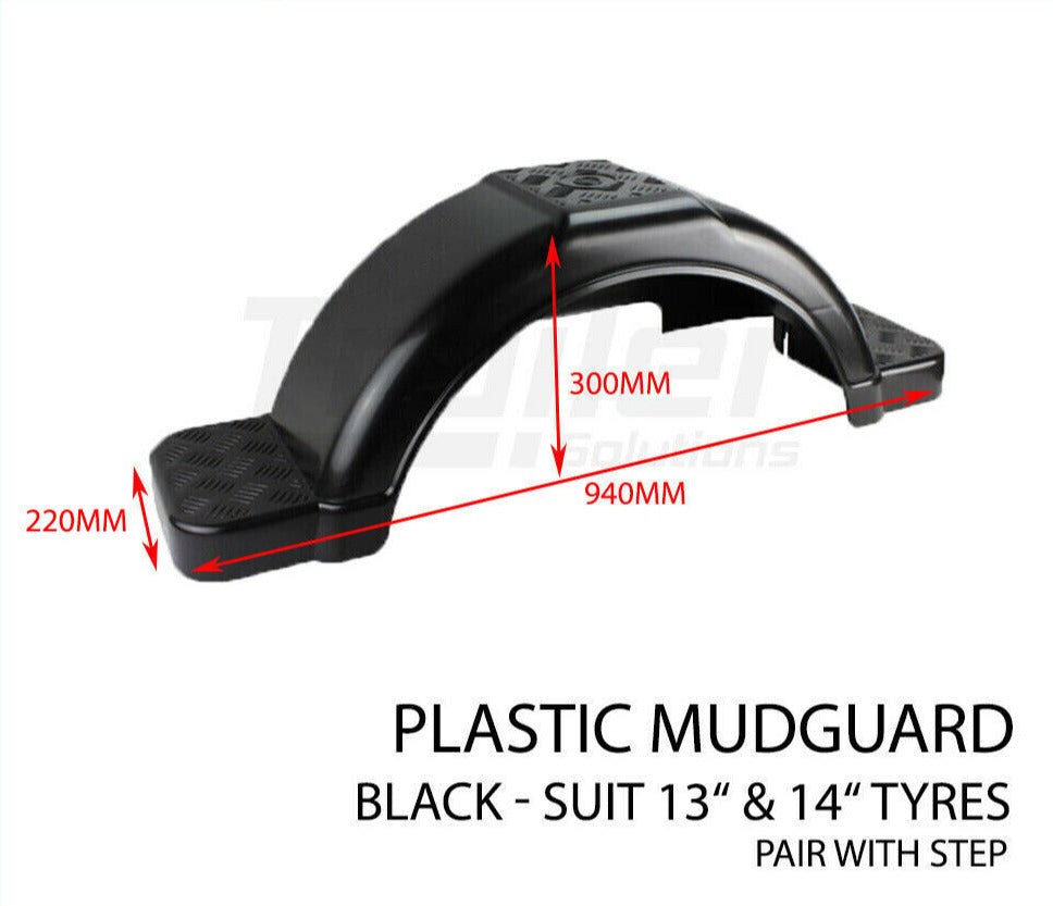 Boat Trailer Mudguards Black 9 Inch Wide Plastic Mud Guards For 13 inch 14 inch Wheel