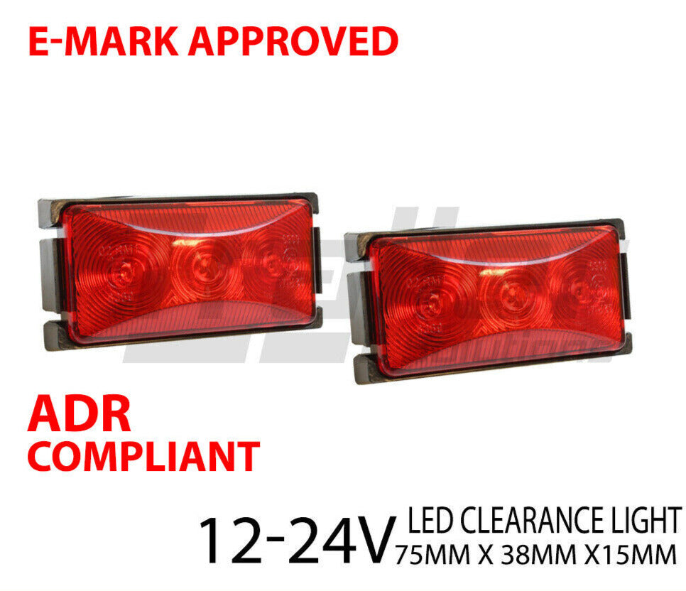 3 Led Trailer Truck 2X 10V-30V Side Marker Amber Red Clearance Lights Indicators