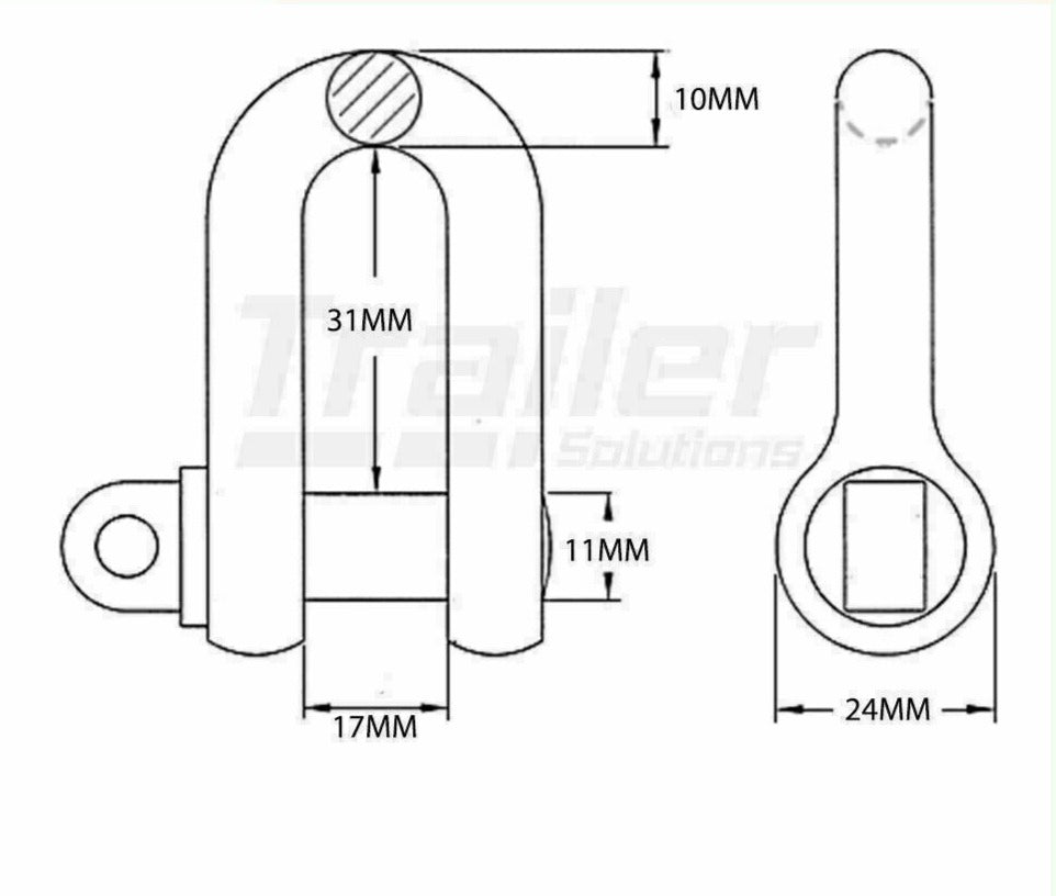 D Shackle 10mm 1000Kg S Grade Rated Hayman D Tow Car Trailer