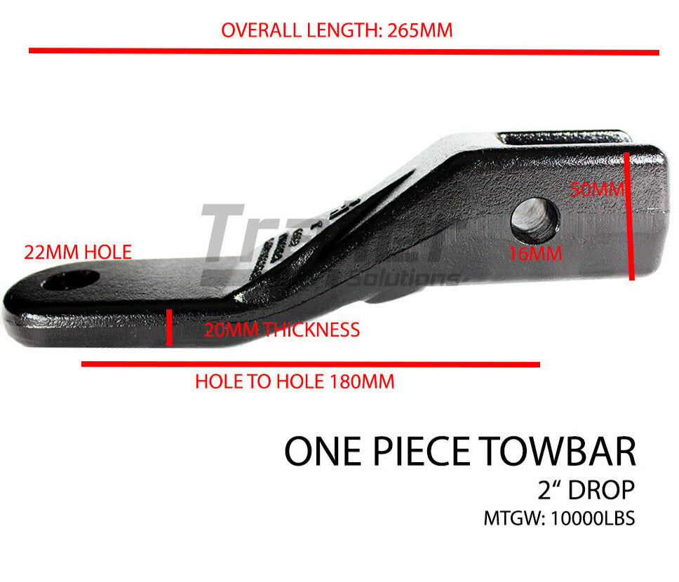 Towbar Tongue Ball Mount Hitch 2 inch Drop Tow Bar Trailer Towball Hitch Pin S 5/8