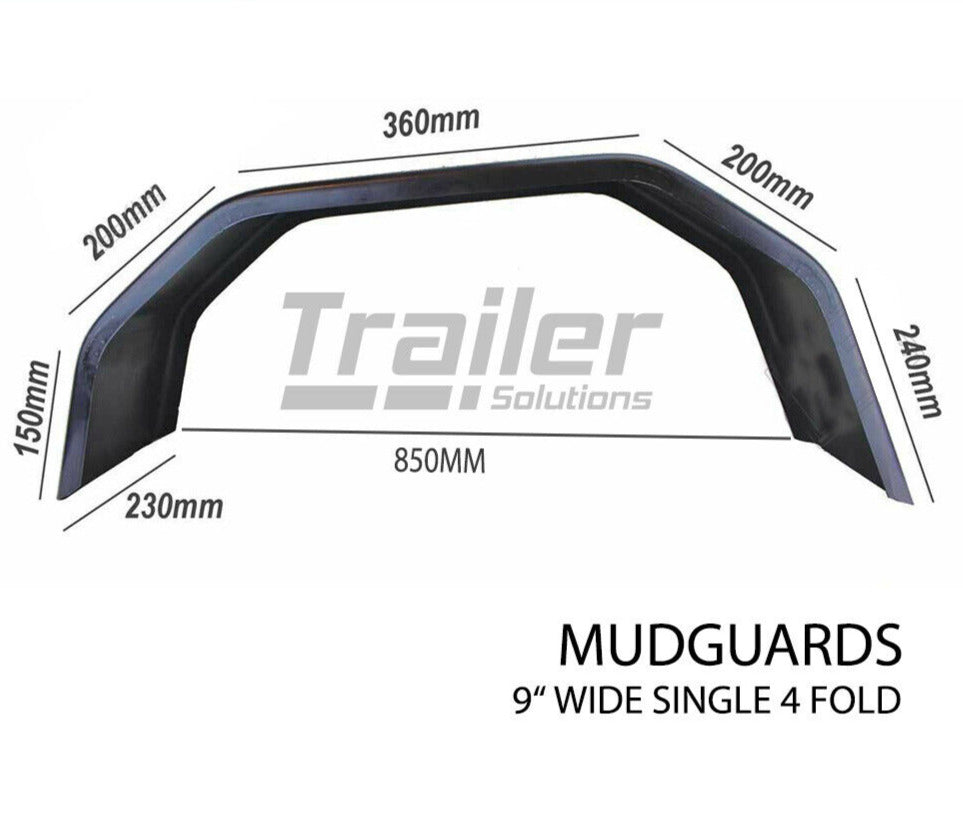 Trailer Steel Mudguard Check Plate Pair 4 Fold 9 inch Wide For 13 inch/14 inch Wheel Guards