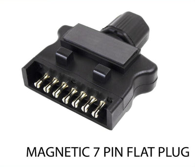 Magnetic Trailer 7 Pin Flat In-Line Plastic Plug With Magnet Caravan Adapter