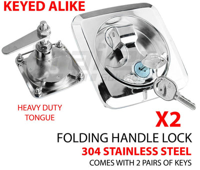 2X T Lock T Handle Lock Recessed Stainless Keyed Alike Trailer Caravan Toolbox