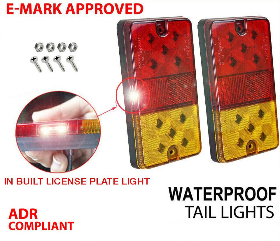 2X Waterproof 10 Led Stop Tail Lights Kit Boat Truck Trailer Lights