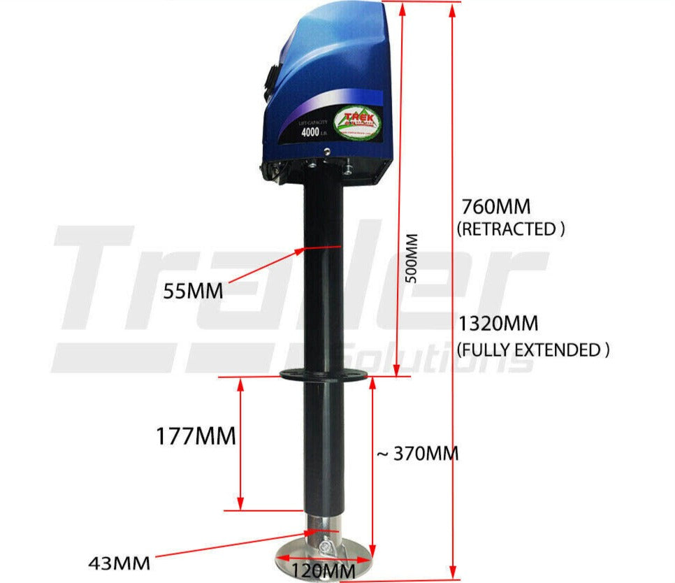 12V Electric Power Trailer Jack Frame Motorised Jockey Leg Stand Caravan 4000Lbs