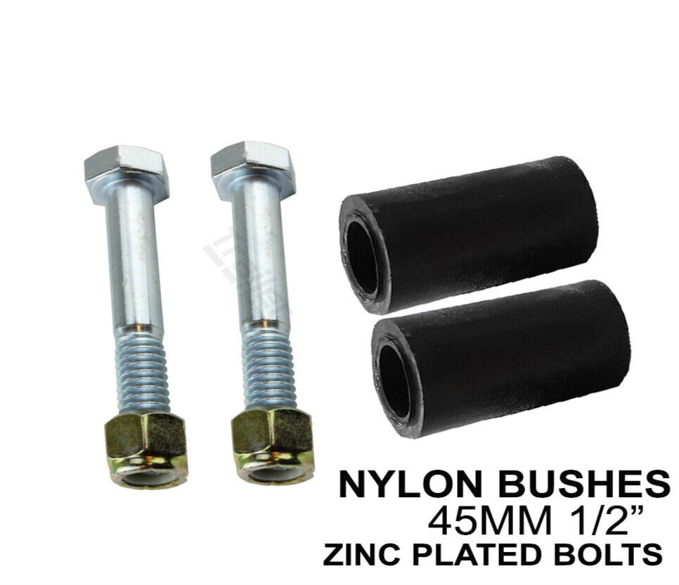 Bush Brake Spring Pair of Nylon Trailer Leaf Spring Bushes 45mm W1/2 inch Zinc Plated Bo ...