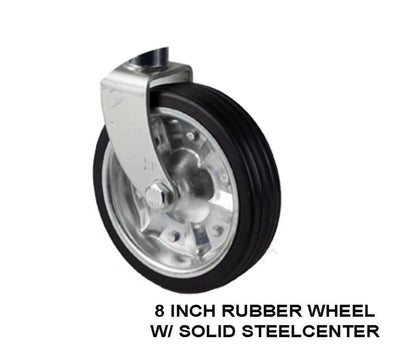 8 inch Trailer Jockey Wheel Universal U-Bolt Style Zinc Solid Rubber Boat Caravan