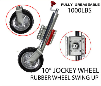 10 inch Jockey Wheel 1000Lbs Swing Up Solid Wheel Caravan Trailer Boat