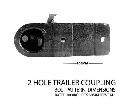 Trailer Hitch 2 Hole Quick Release Coupling Black 50mm 2T Adr Tested