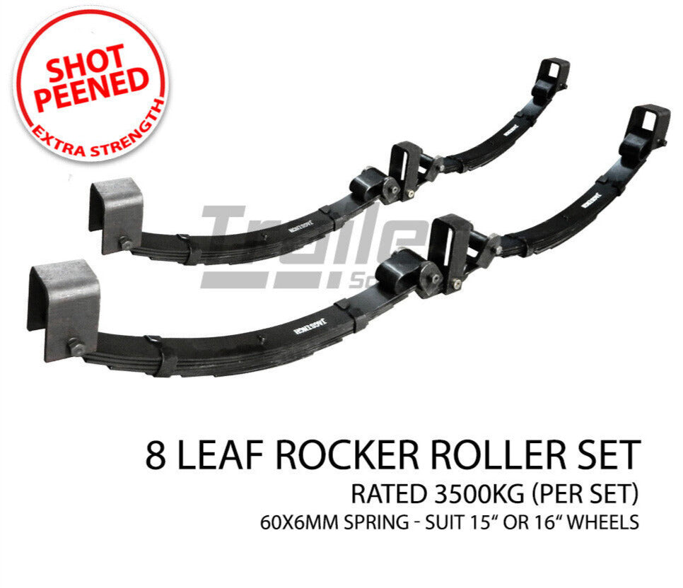 8 Leaf 3500Kg Rocker Roller Tandem Trailer Spring Set Shot Peened Spri ...
