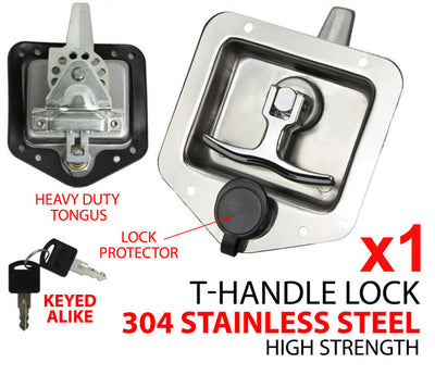 Folding T Handle / Lock Flush Mount Tool Box Trailer Canopy Stainless Steel